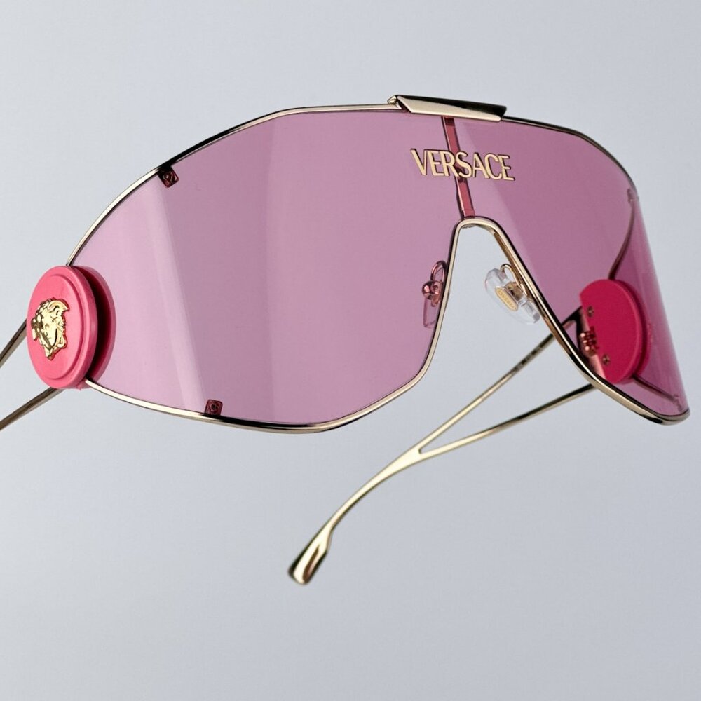 Versace VE2268 100284 BRAND NEW Sunglasses Gold Pink Shield Unisex - Picture 2 of 11